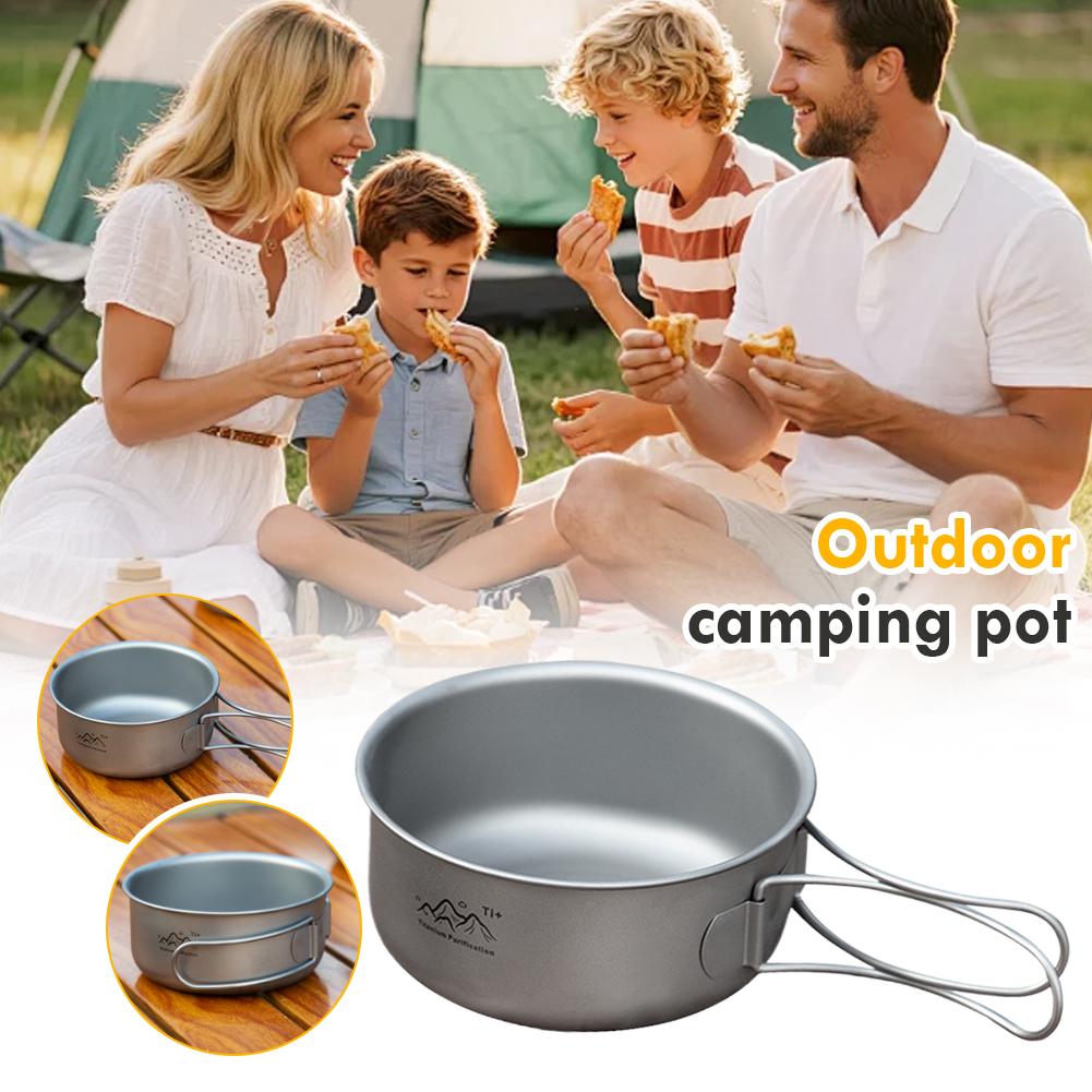 Japanese Outdoor Camping - وعاء تخييم ياباني الطراز من التيتانيوم،