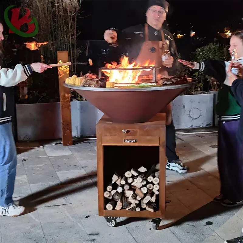 موقد نار من الفولاذ كورتن بطول - مراجعة Outdoor Camping Fire Pit وسعره