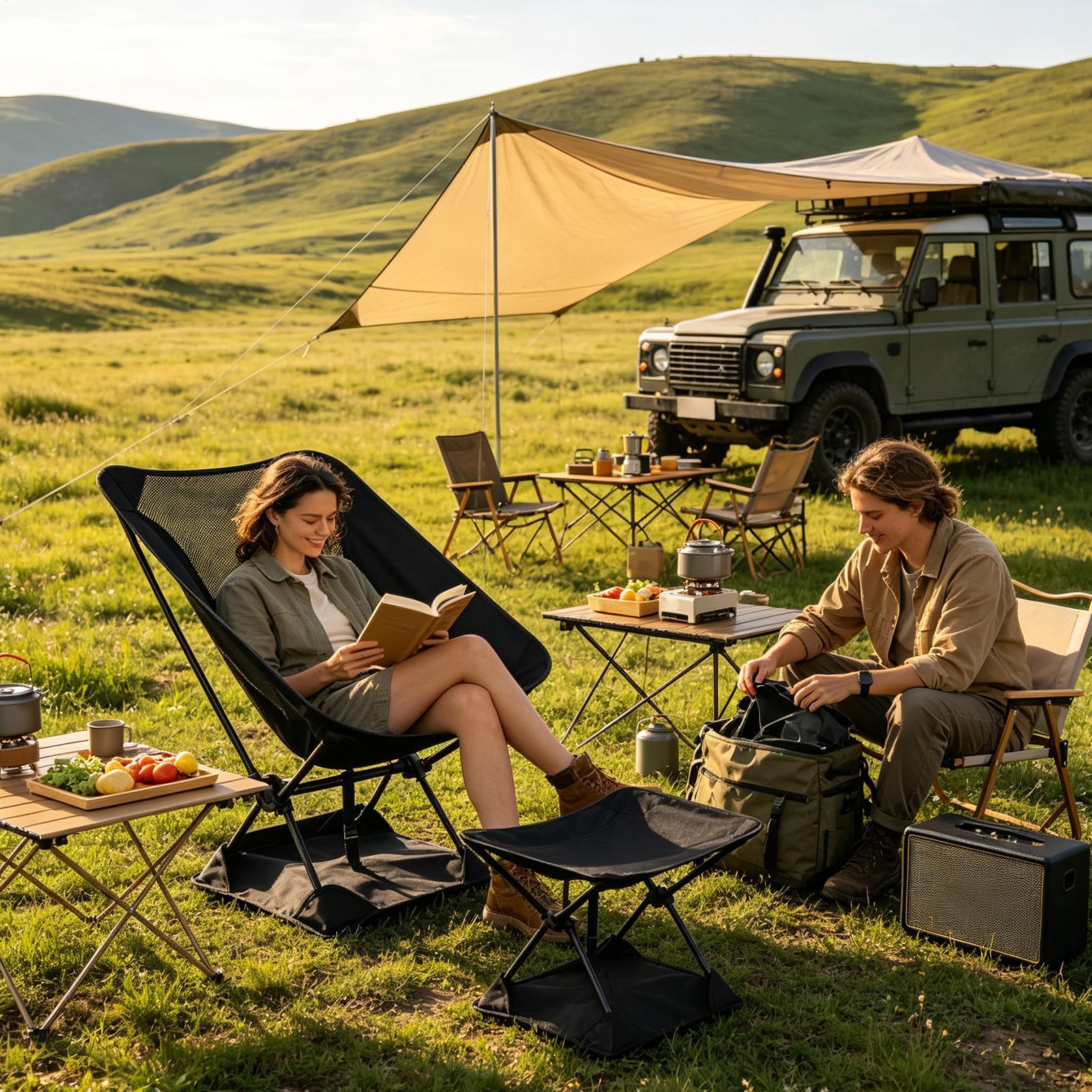 مقعد تخييم أرضي خفيف الوزن مقا - مراجعة Outdoor Camping Recliner Chairs وسعره
