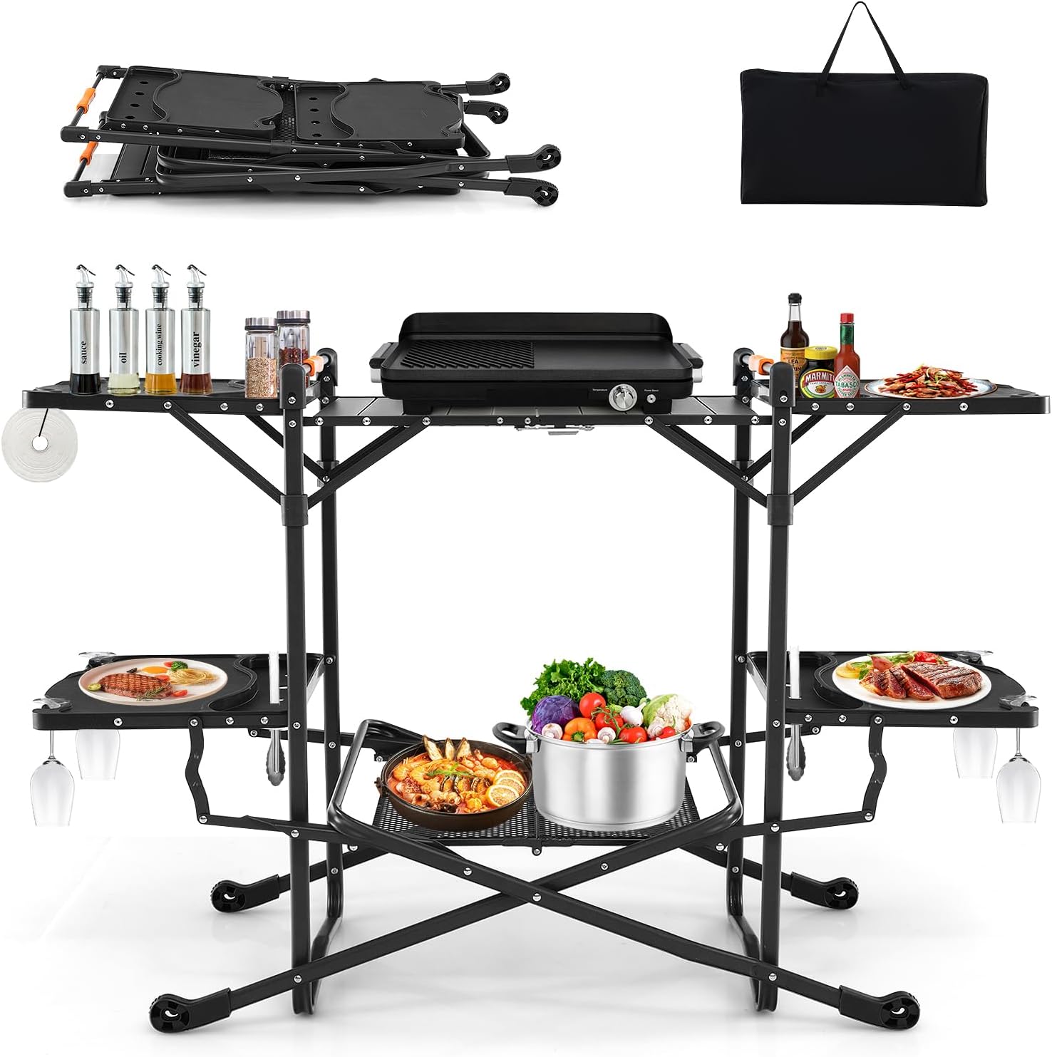 طاولة طهي محمولة قابلة للطي لل - مراجعة Outdoor Camping Kitchen Setup وسعره