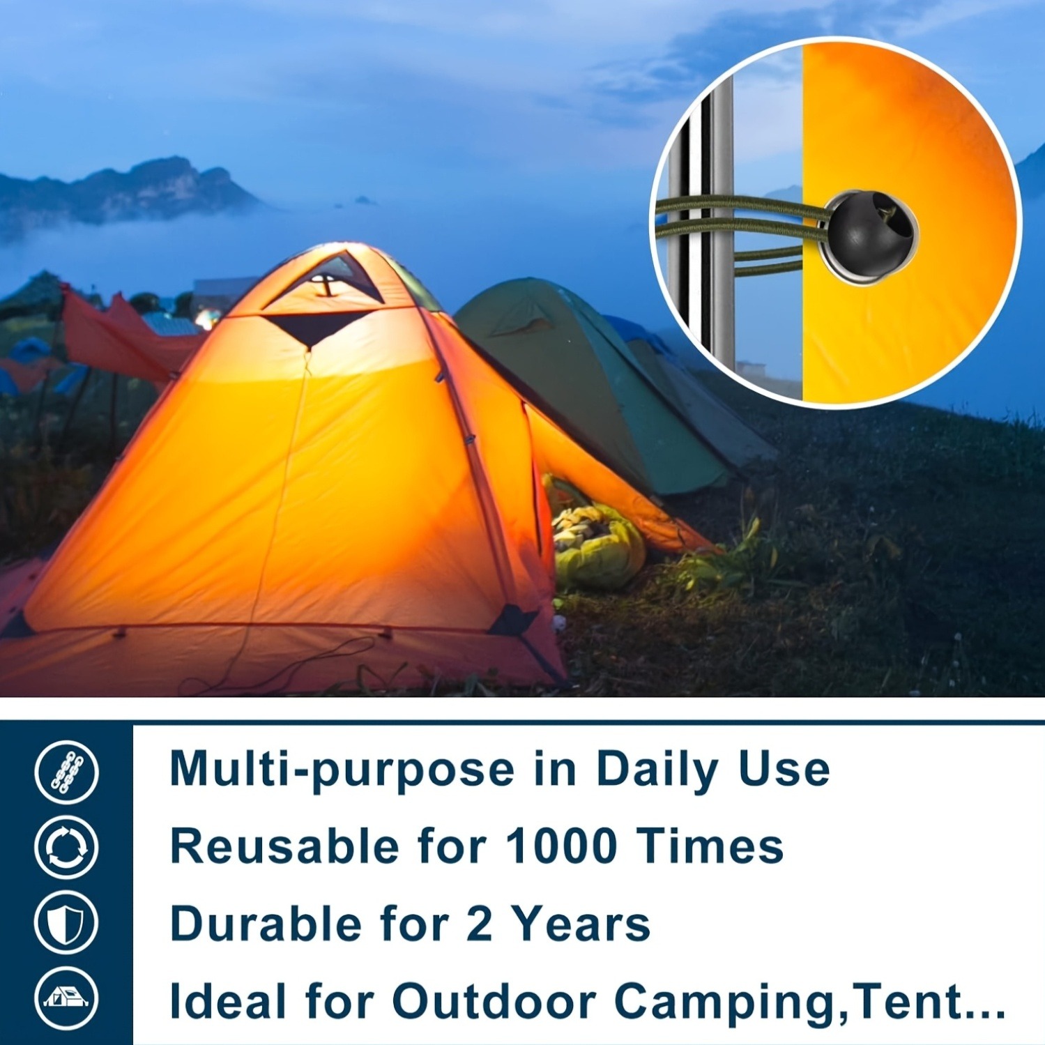 حبال بنجي كروية شديدة التحمل،  - مراجعة Outdoor Camping Tarp وسعره