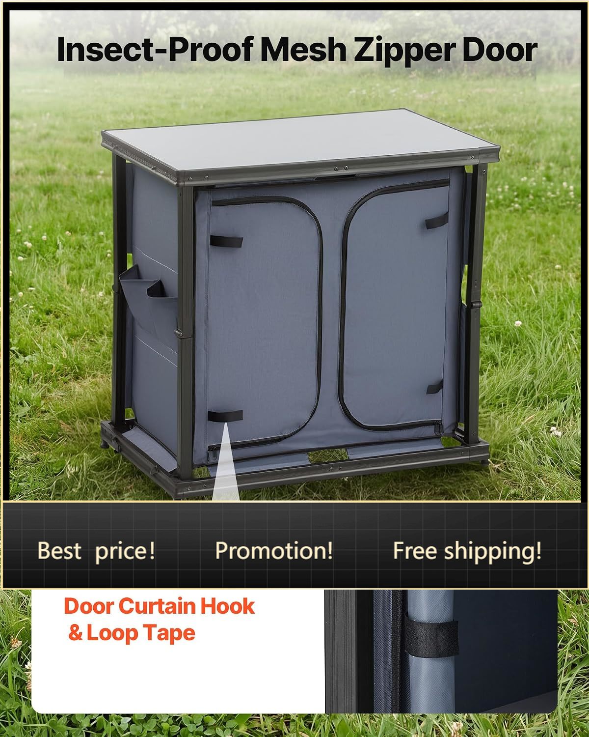 خزانة تخزين قابلة للطي للتخييم - مراجعة Outdoor Camping Kitchen Setup وسعره