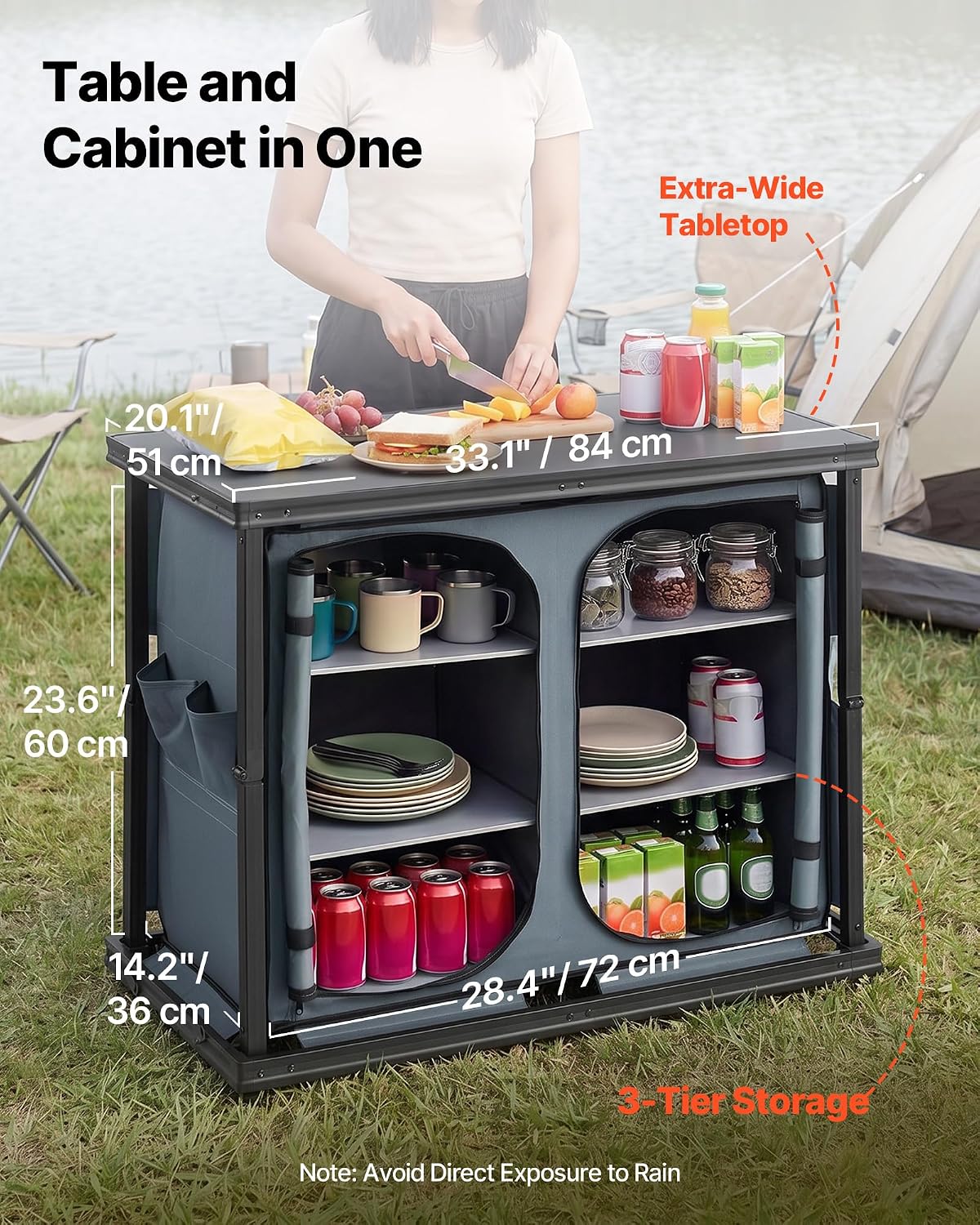 خزانة تخزين قابلة للطي للتخييم - مراجعة Outdoor Camping Kitchen Setup وسعره