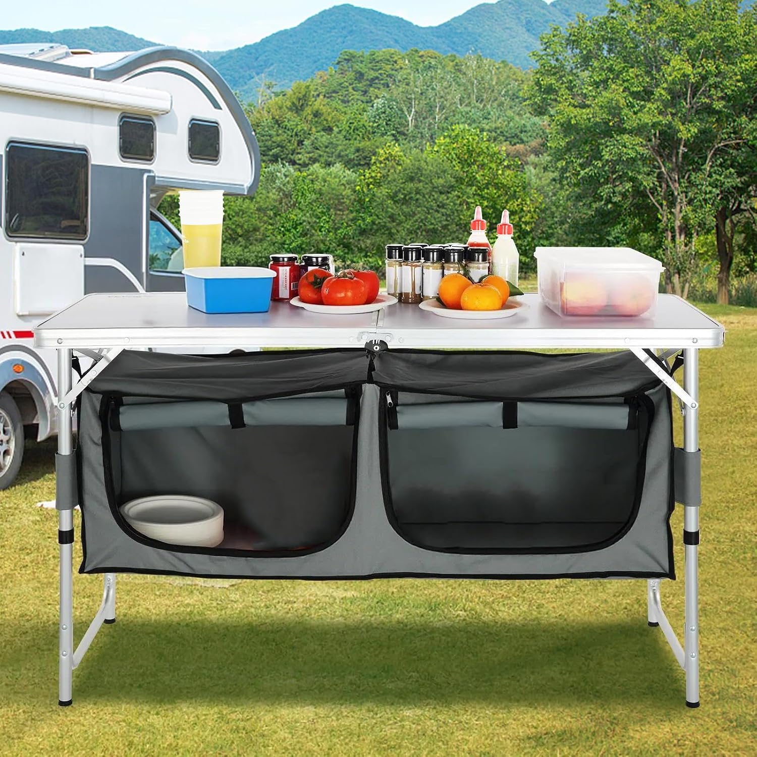 محطة مطبخ للتخييم، طاولة طهي خ - مراجعة Outdoor Camping Kitchen Setup وسعره