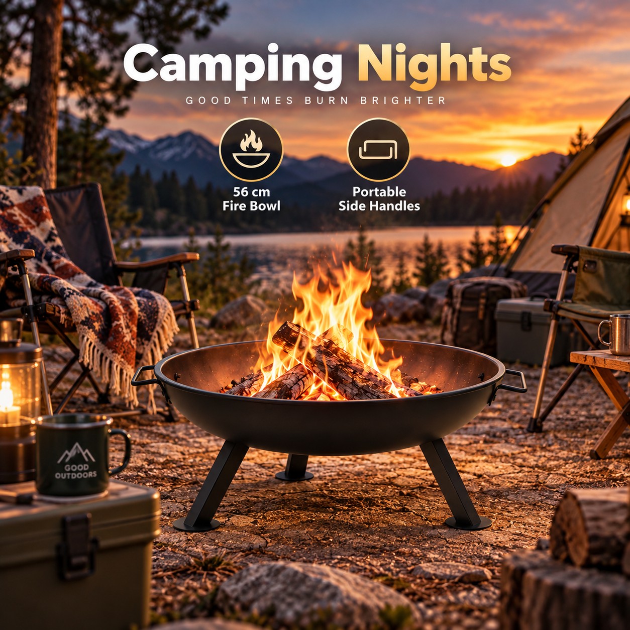 موقد نار خارجي دائري بقاعدة عم - مراجعة Outdoor Camping Fire Pit وسعره