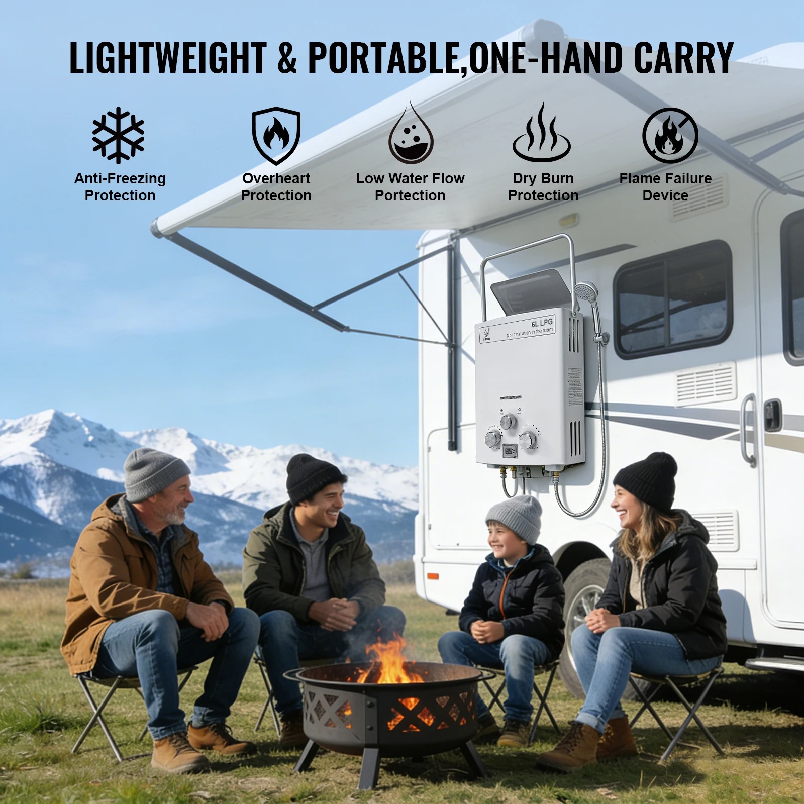 سخان مياه يعمل بالغاز المسال | - مراجعة Outdoor Camping Hot Water Heater وسعره