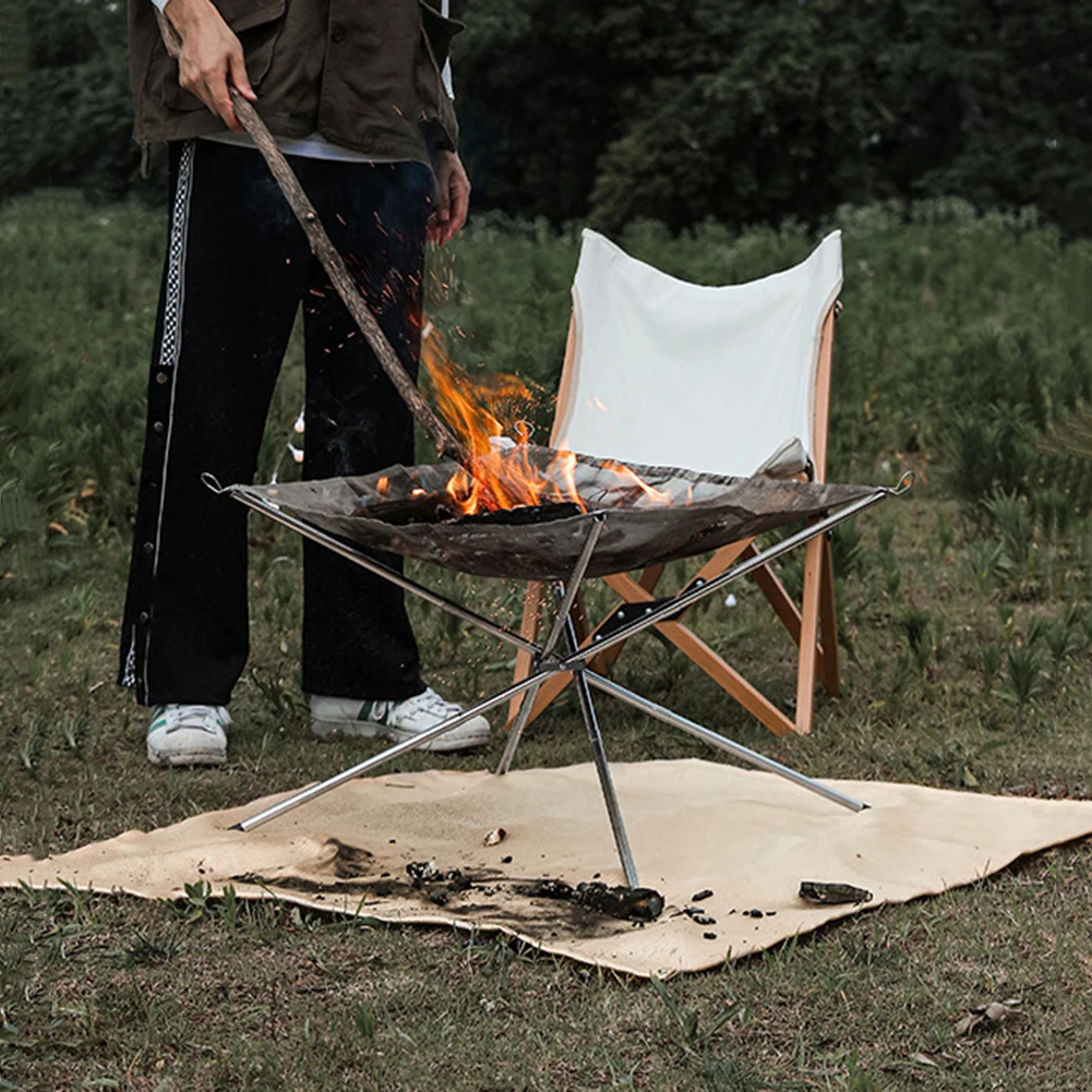 حفرة معدنية للحريق حصيرة مقاوم - مراجعة Outdoor Camping Fire Pit وسعره